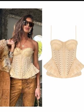 ZIMMERMANN Rebellion Frayed Corset Top, size 1